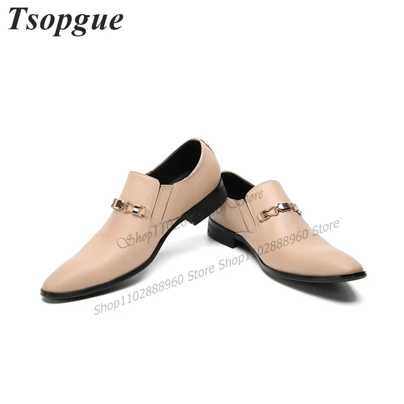 Black Matte Leather Metal Buckle Decor Men Shoes Men's Pumps Slip-On Runway Casual Party Shoes 2023 Fashionable Zapatillas Mujer