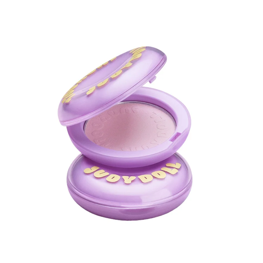 Poudre fixante et illuminatrice Judydoll Donut – Teinte violette, fini velours mat naturel, compacte et portable pour un maquillage brillant 24h
