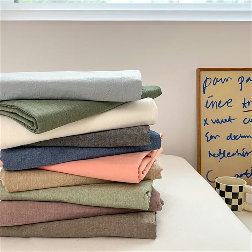 Pure Cotton Yarn Dyed Washed Cotton A-Class Grid Simple and Elegant Pure Color Student Dormitory Bed Sheet