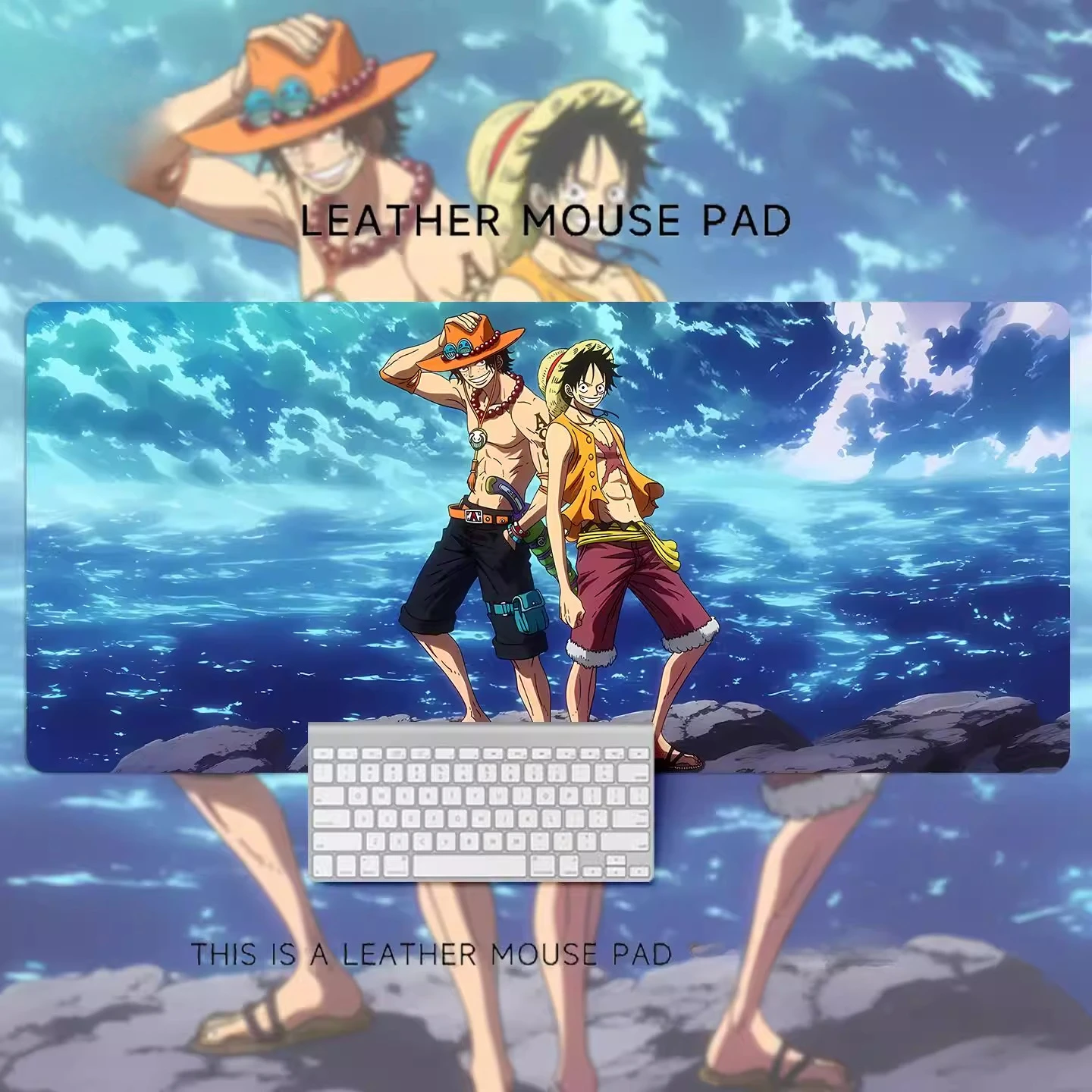 

Кожаный коврик для мыши ONE PIECE с Луффи и Ророноа Зоро, увеличенный, с двухмерным анимационным дизайном, для компьютерного стола, нескользящий и грязеотталкивающий.