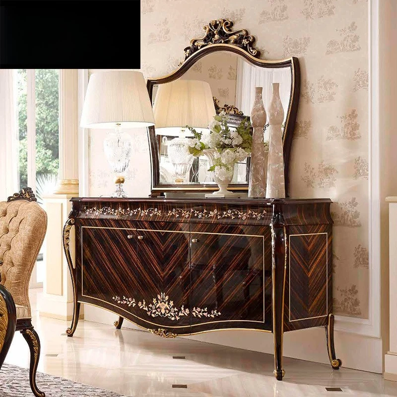

solid wood carving flower dining side cabinet French living room decorative locker display cabinet villa furniture