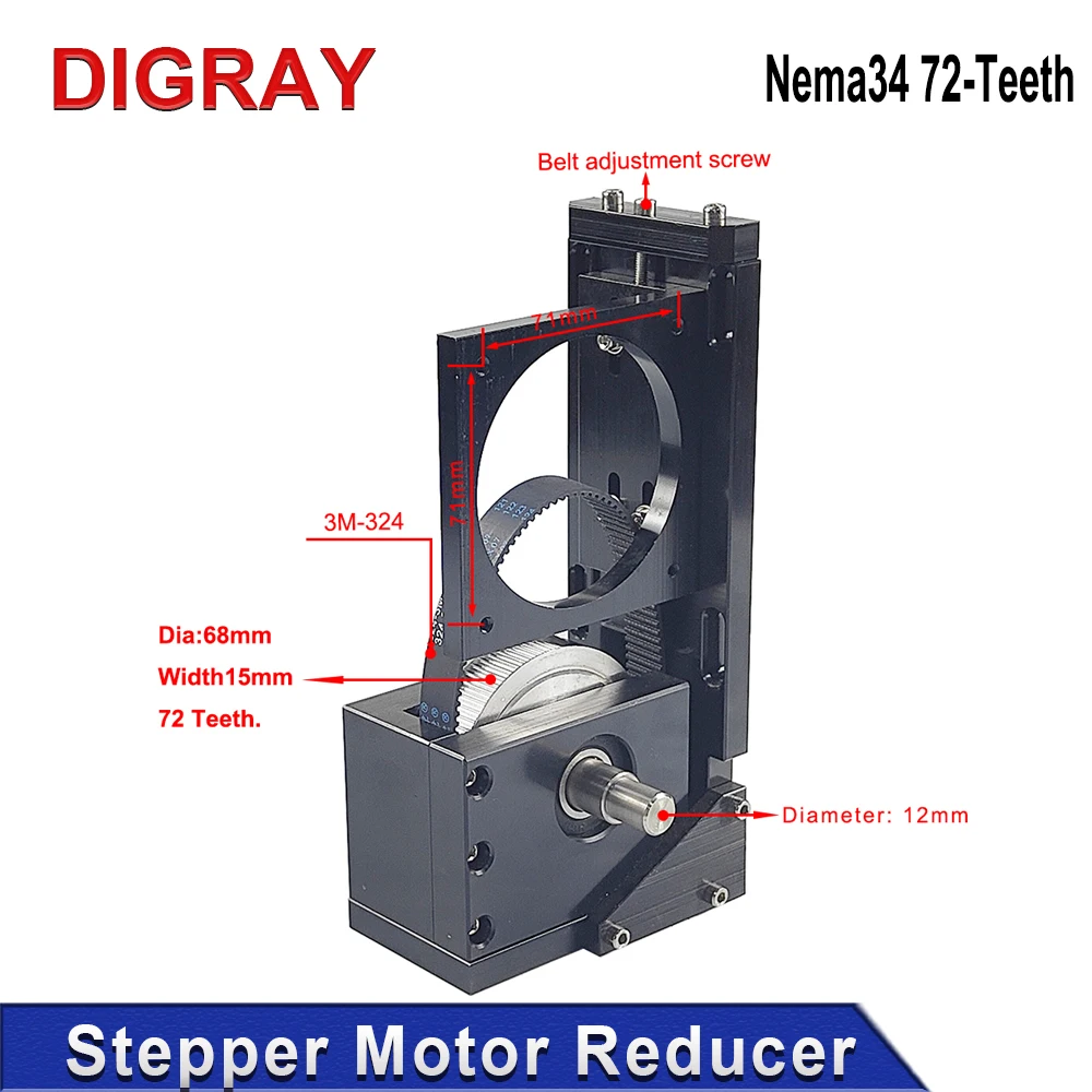 DIGRAY Stepper Motor Reducer Nema34 72 Tooth Y-Axis Motor Mount for CO2 Laser Cutting and Engraving Machines.