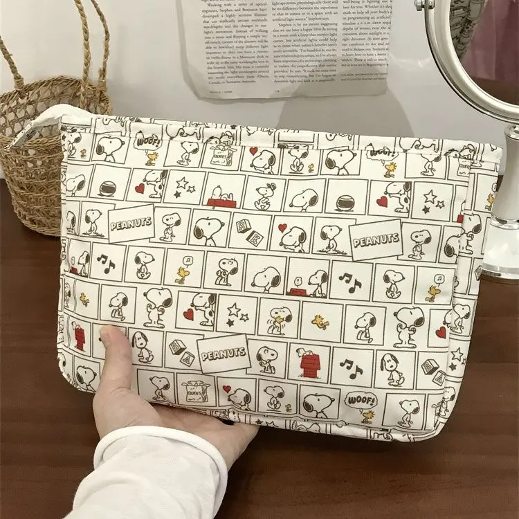 Snoopy borsa per cosmetici da viaggio borsa per il trucco portatile borse carine donna frizione per il trucco con cerniera di grande capacità