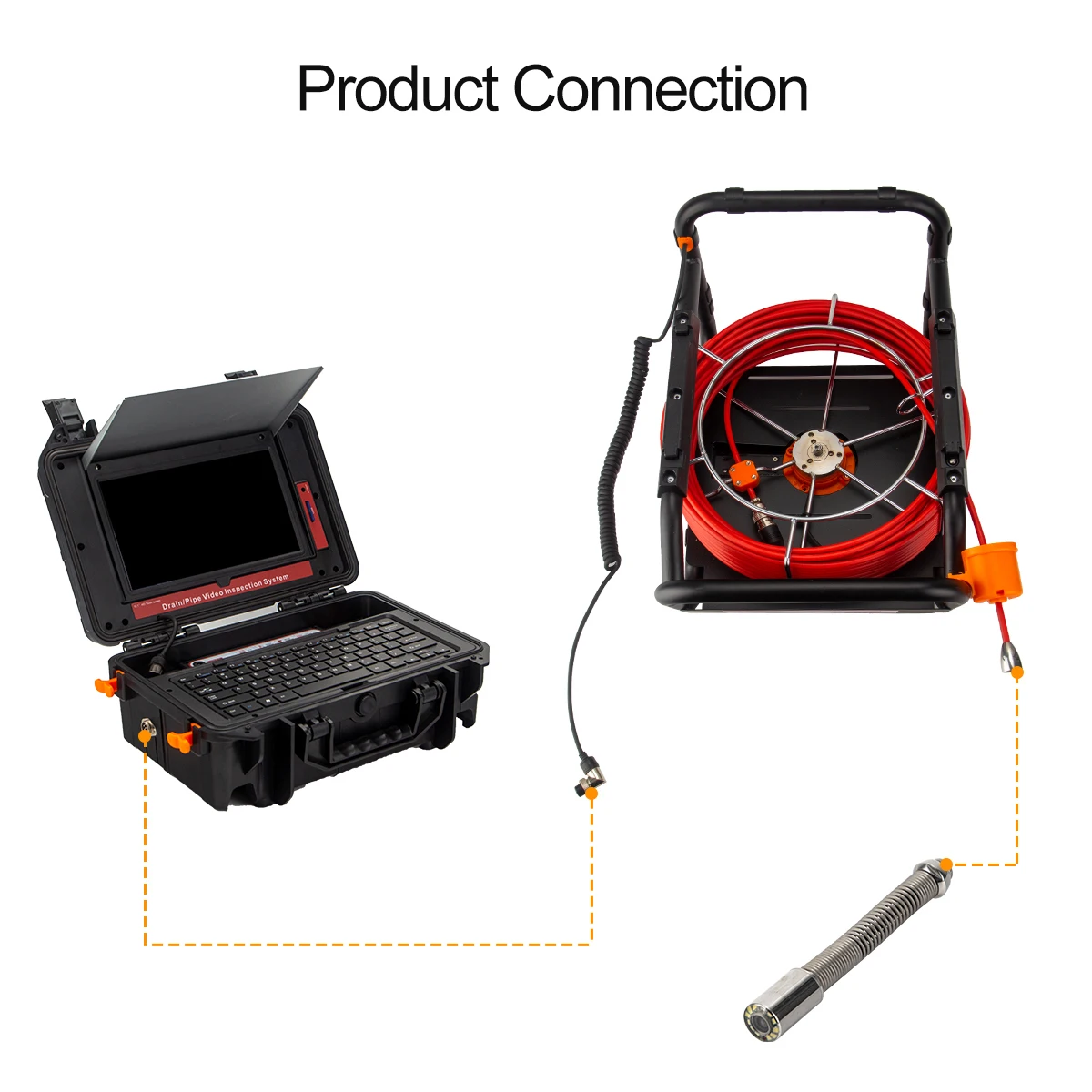 50Meters 5mm Cable HD 1080P 10.1inch Snake Inspection Camera  20-50M Distanc Counter Video Audio Recording Endoscop