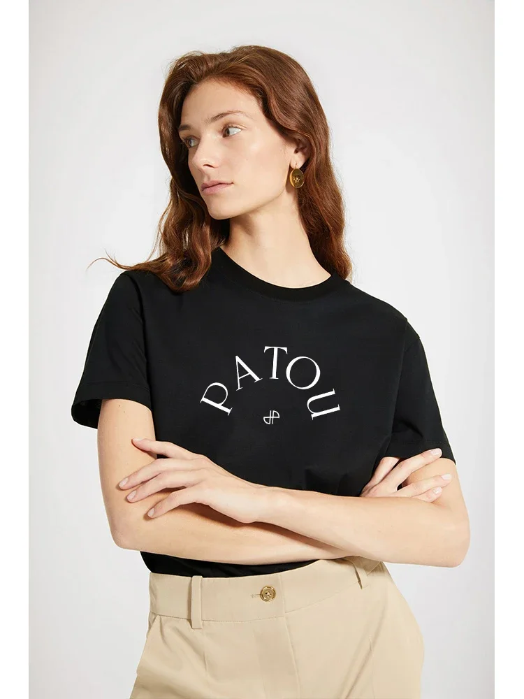 Camiseta de algodón con cuello redondo para mujer, ropa minimalista con estampado de letras, estilo japonés, Harajuku, manga corta, gran oferta