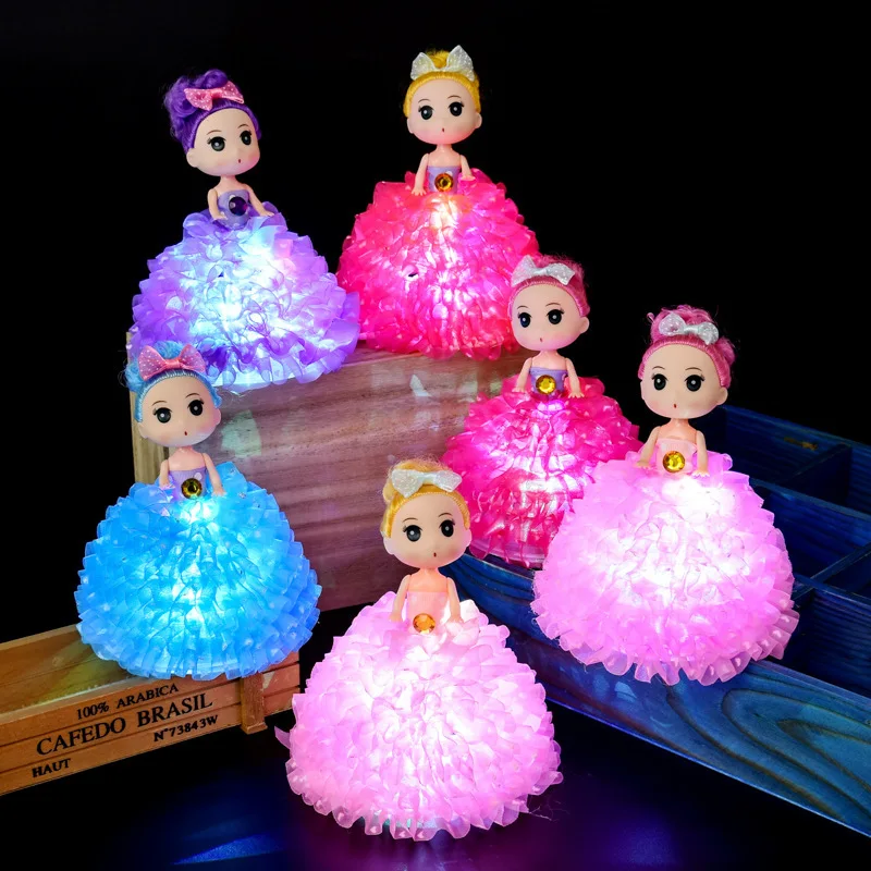 New Glowing Girl Princess Doll Toy Handheld LED Colourful Flashing Lights Handmade Doll Girl Birthday Gift Cute Wedding Dolls