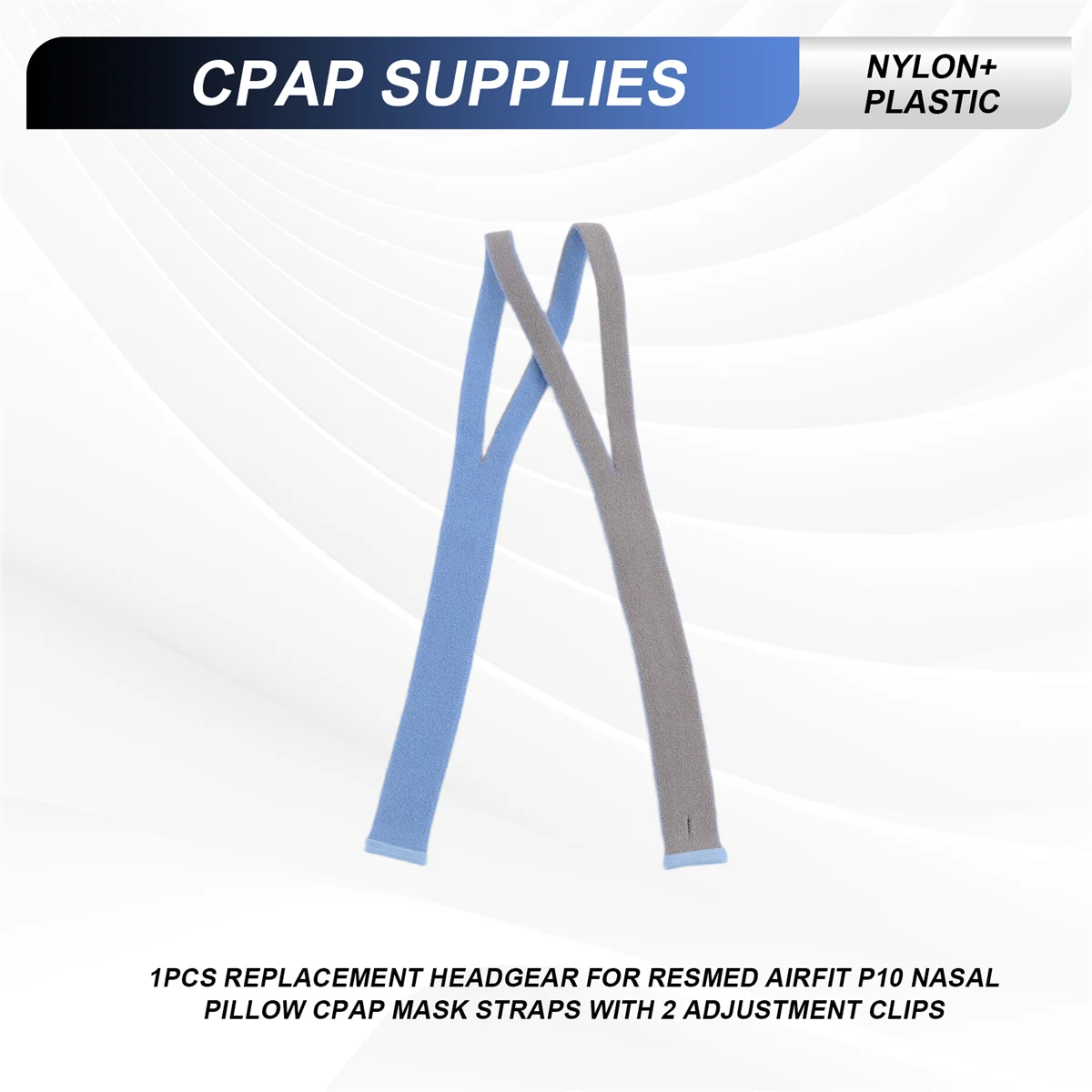 FZFZ 1PCS 교체용 헤드기어 P10 비강 베개 CPAP 마스크 스트랩(조정 클립 2개 포함)
