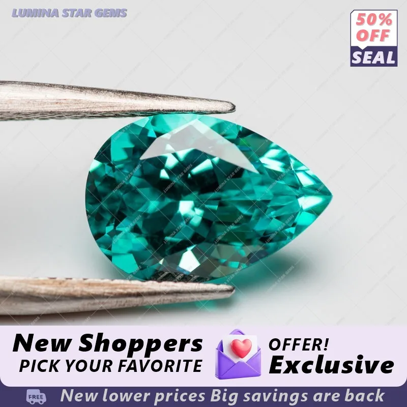 

Искусственно выращенный неоновый синий камень Параиба VVS1 в форме груши для изготовления ювелирных изделий своими руками: инкрустация колец, ожерелий, с возможностью выбора, сертификат AGL