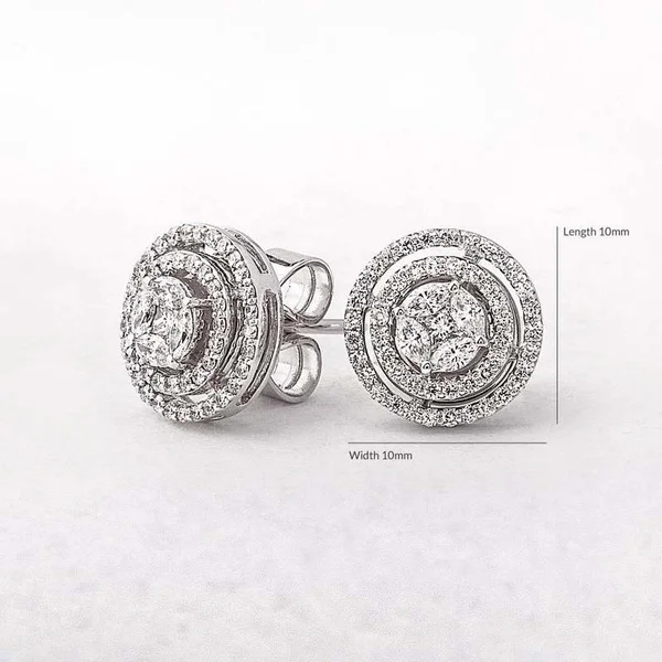 Luxury Round Cubic Zirconia Stud Earrings for Women Bride Wedding Earrings Anniversary Valentines Day Gift Aesthetic Jewelry