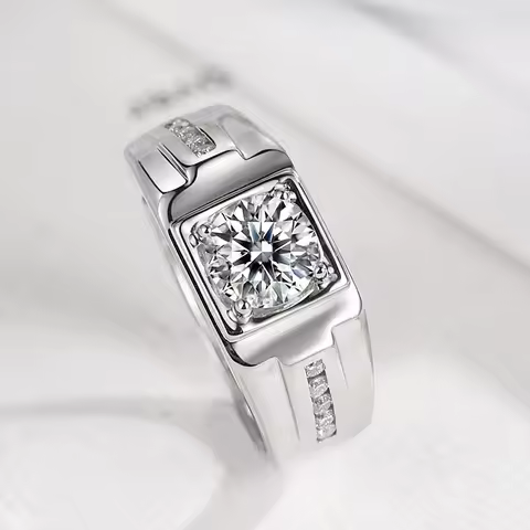 New 925 Sterling Silver Men Ring 1ct Moissanite for Men Women Wedding Luxury Jewelry Engagement Charm Fashion Party Gifts