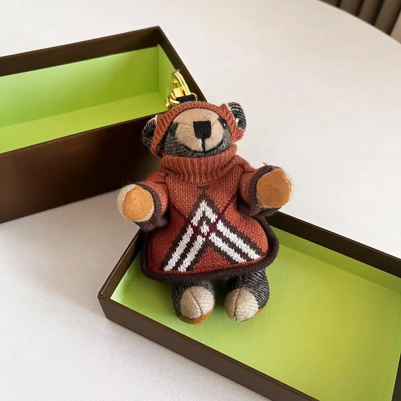 

Bear pendant plush plaid teddy bear handmade doll car keychain pendant bag pendant