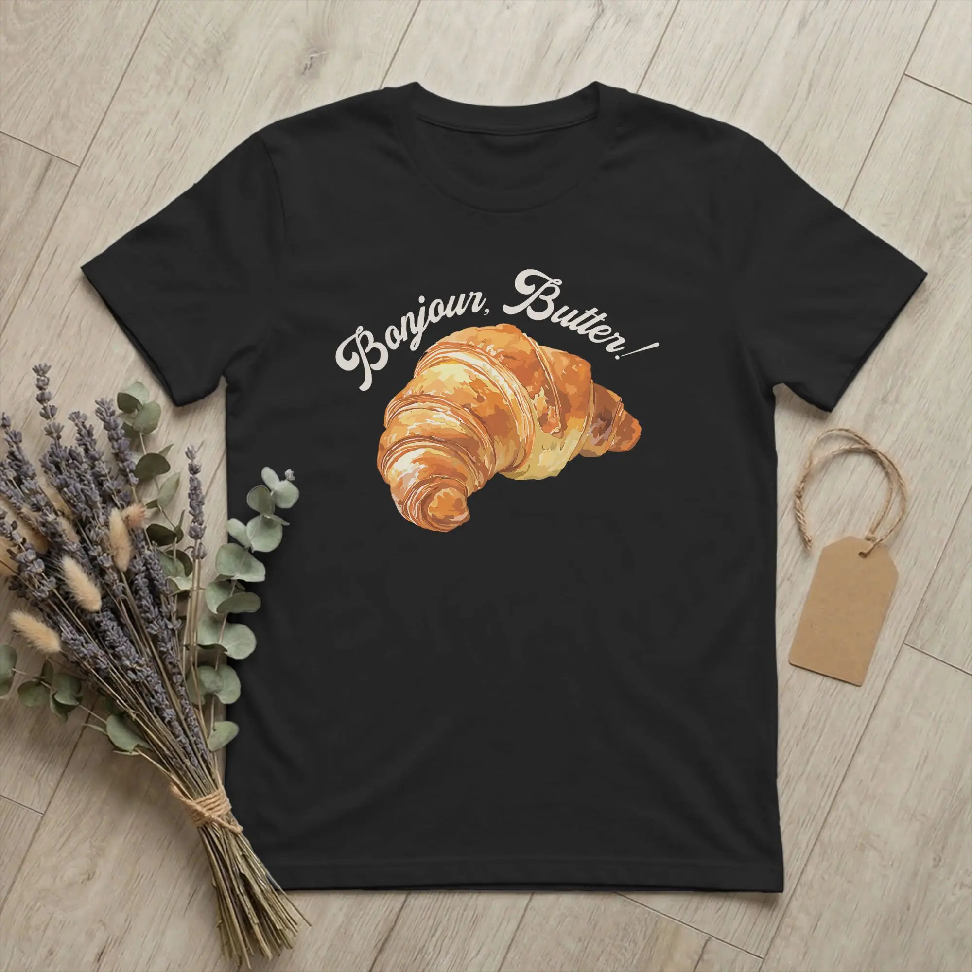Bonjour Butter Funny Croissant Men T Shirt French Cuisine Vintage Tees Short Sleeve Crew Neck T-Shirt Cotton 4XL 5XL 6XL merch