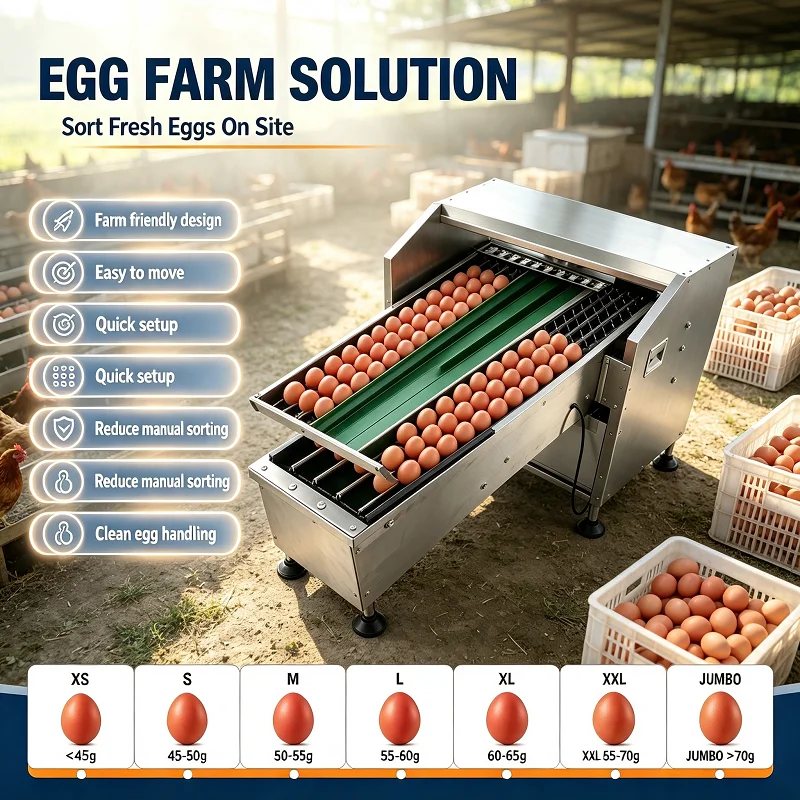 Auto Egg Grader Sorter Machine Digital Weighing Scale 2000 Eggs/H Food Grade Customized for Chicken Duck Small Factory
