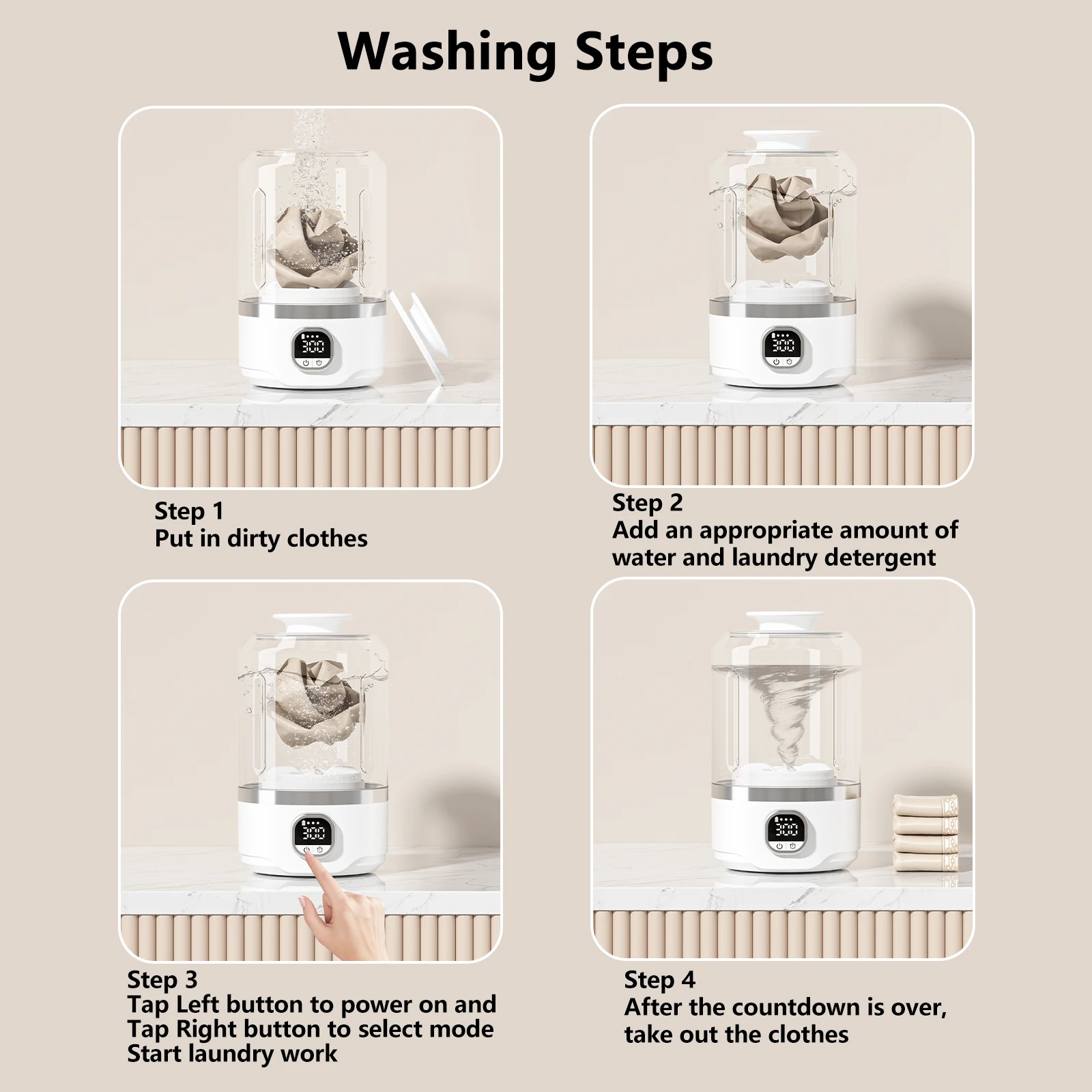 7000mAh Battery Portable Automatic mini Washing Machine For Business Travel Home Outdoor Camping Laundry of Underwear Socks