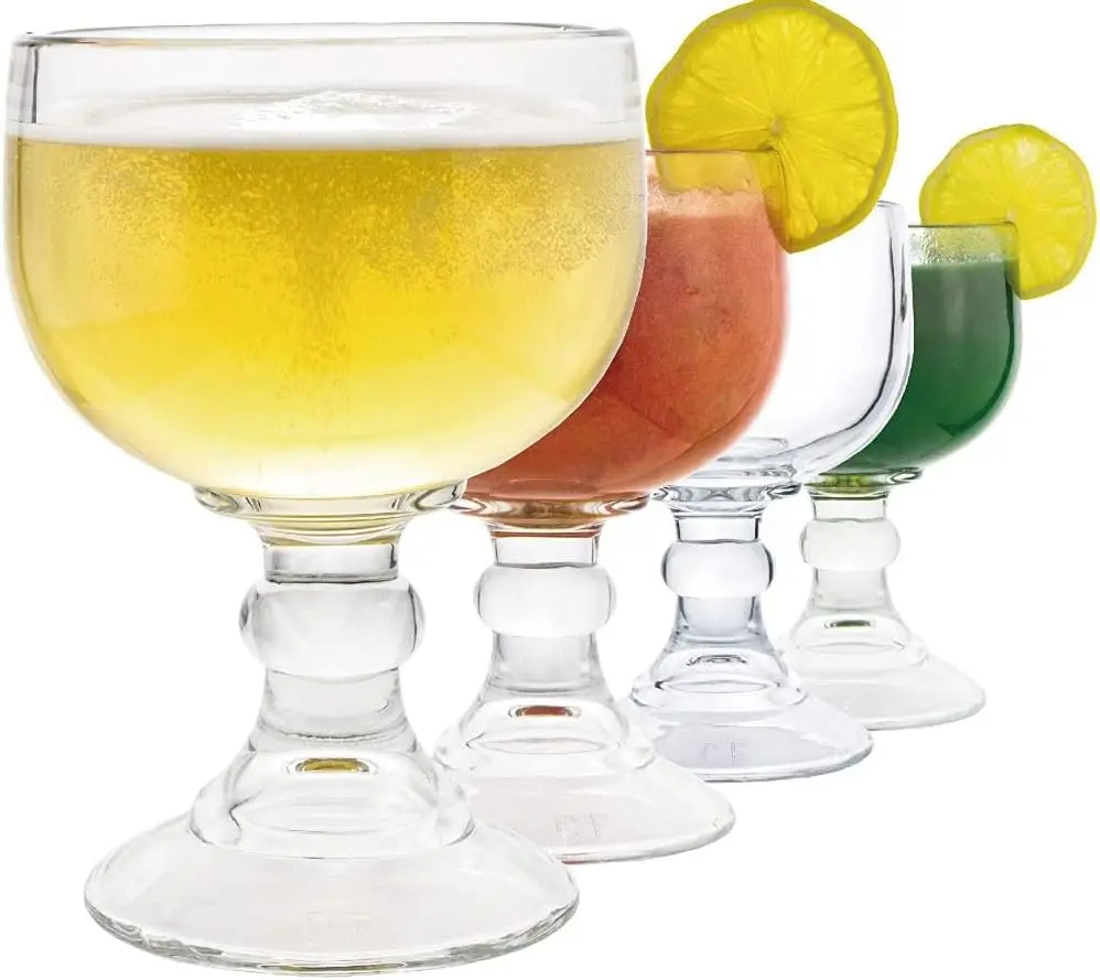 

Margarita Glass Schooner- 21.5 Oz Set Of 4 Extra Large Goblet Crystal Style ZERO LEAD Shrimp Cocktail, Coronaritas,