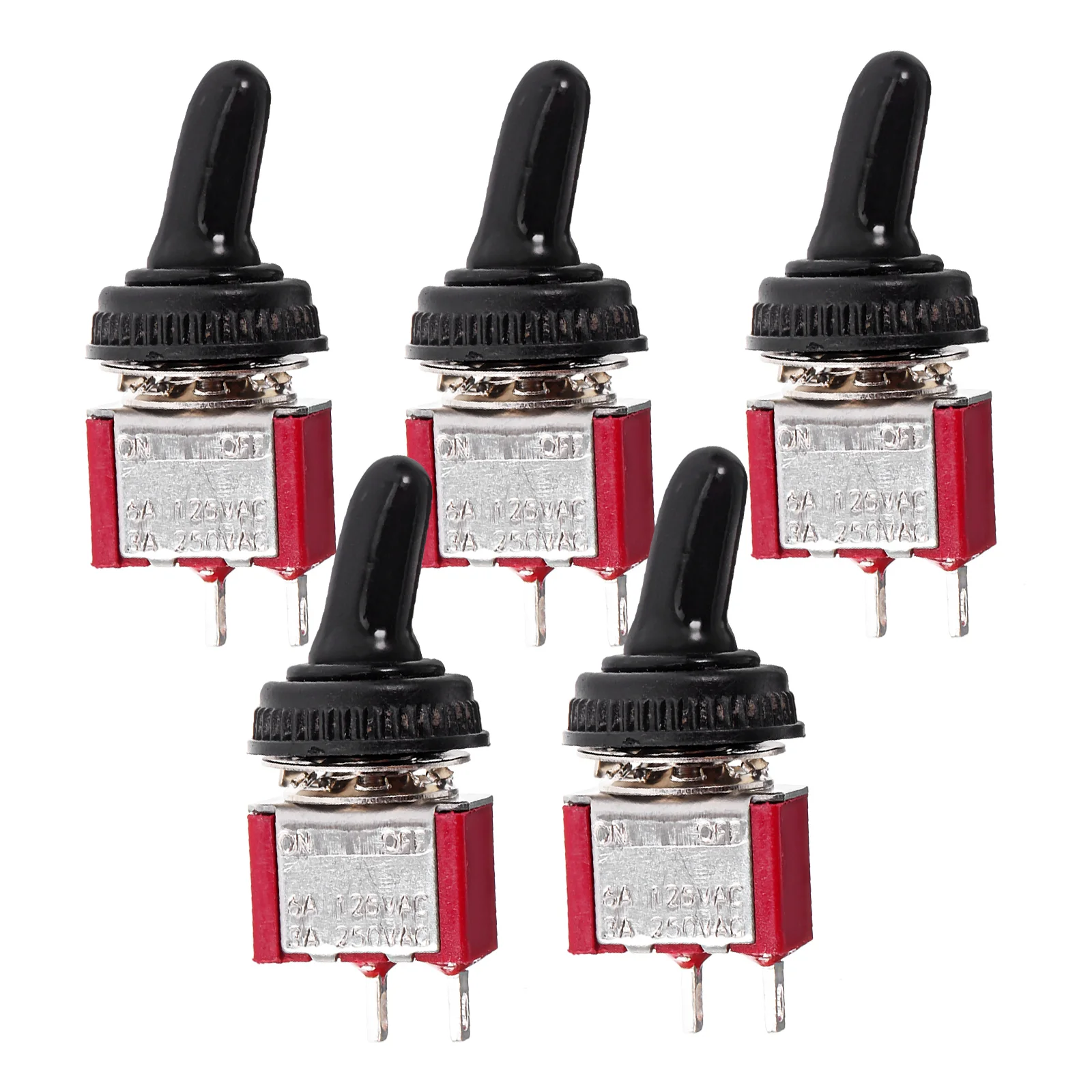 5 X Mini Small Toggle Switch with Boot Spst Switches On/Off + Waterproof Cover 2P Rocker Arm