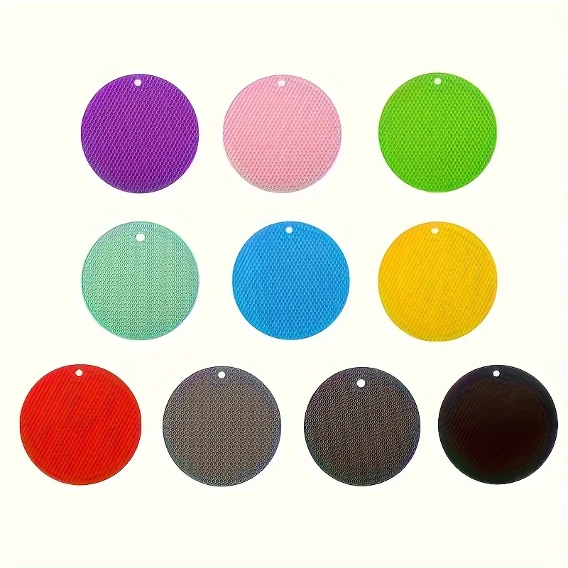 3pcs Round Silicone Pot Holders, Honeycomb Texture Heat Resistant Trivets, Non-Slip Hot Pads for Kitchen, Table, Countertop