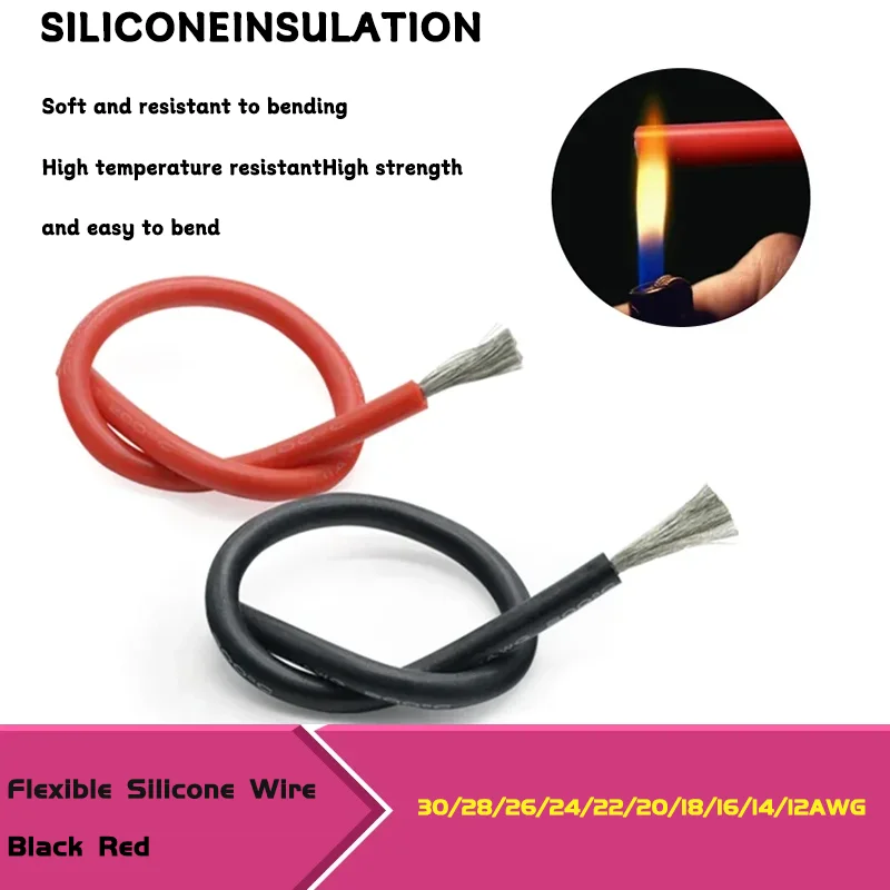 

Super Soft Flexible Silicone Red Black Wire Heat Resistant Car Battery Electrical Power Cable 1~20M 30/28/26/24/22/20/18/16AWG
