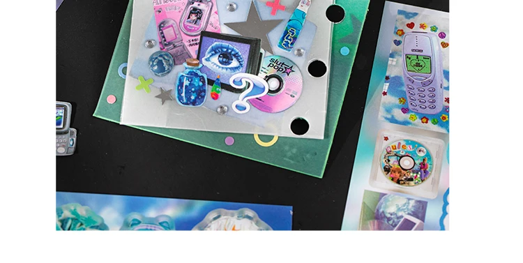 20/30 Blatt Kawaii Ins Cyber Illusion & Vintage Starlight Ausgestanzte Aufkleber DIY Scrapbooking Deko Journal Schreibwaren Sticker – Detail 9