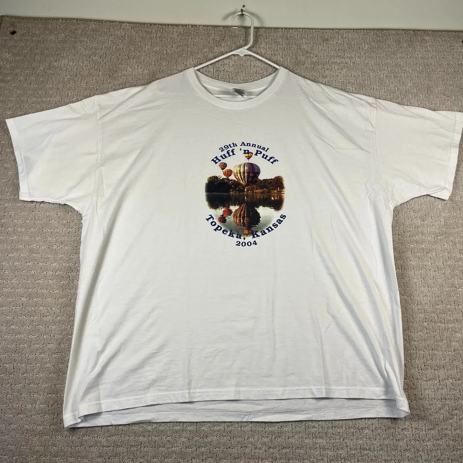 Camiseta VTG Fruit Of The Loom HUFF 'n PUFF 2004 Topeka Kansas, Talla 3XL, Cuello Redondo, Estilo Vintage Lavado y Elástico, Ropa de Diseñador, Moda Masculina