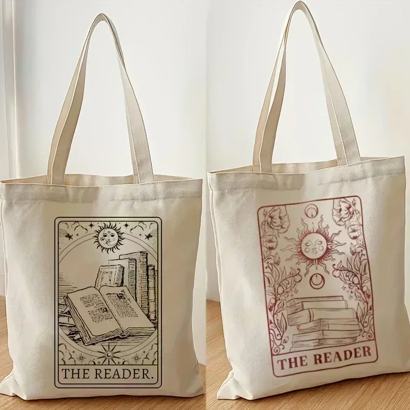 TOUB018 Vintage The Reader Pattern Canvas Umhängetasche