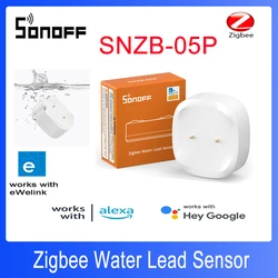 SONOFF SNZB-05P Water Leak Sensor with Detection Cable 5-Year Battery IP67 Waterproof Smart Alarms Works with Alexa Google Home