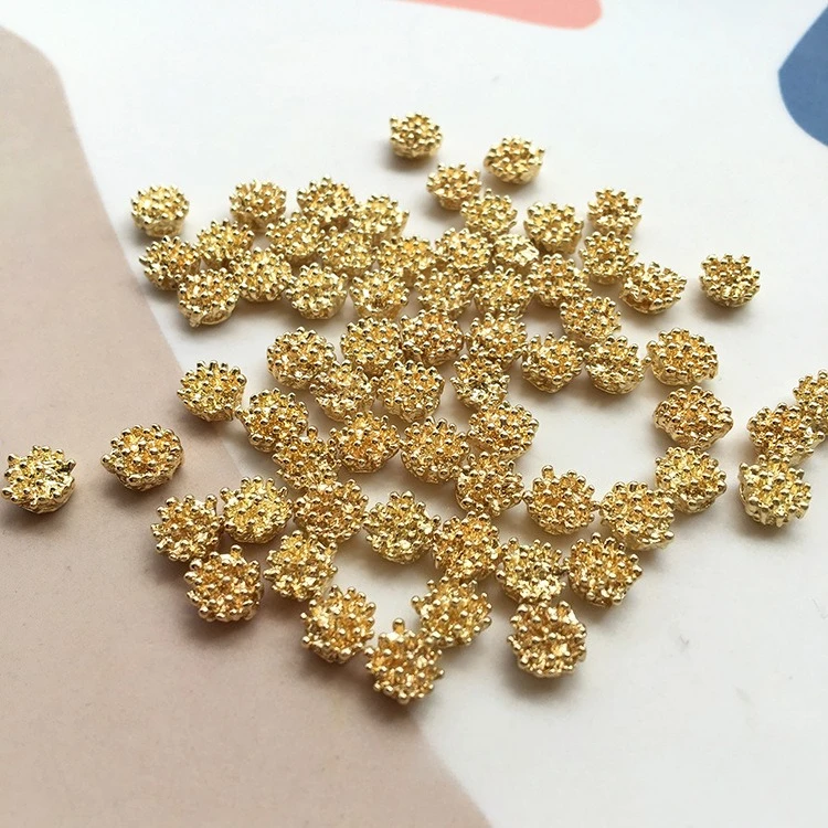 Golden Heart Flower Head Alloy Electroplated Accessories Minimalist DIY Handmade Earrings Hair Ornaments Jewelry Making Supplies