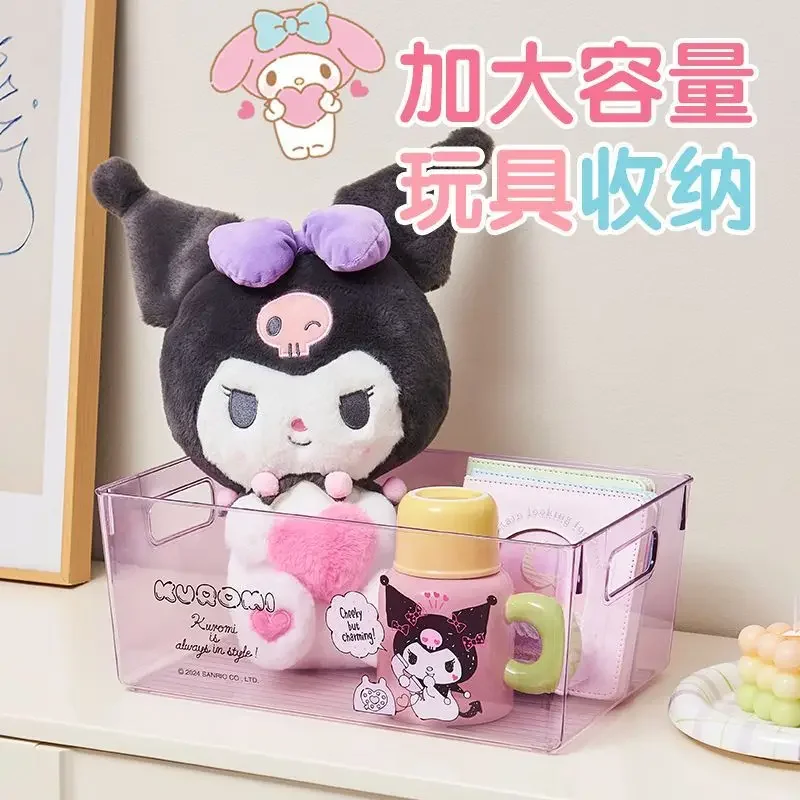 

MINISO Ins Cinnamoroll My Melody Anime Kawaii Transparent Storage Box Cute Kuromi Ins Wind Clutter Desktop Organizer Case Gifts