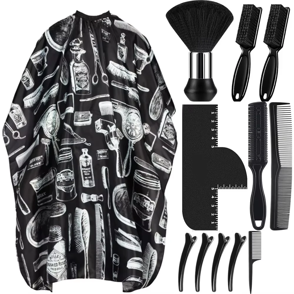 Barber Cape Accessories 12Pcs with Barber Neck Duster Brush,Enhancement Card, Salon Barber Supplies