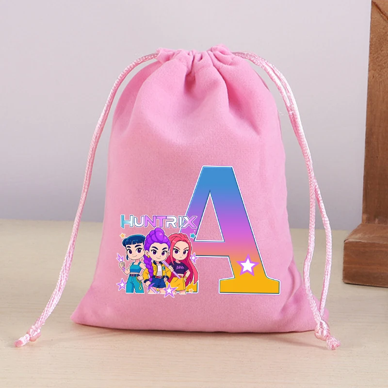 

KPop Demon Hunter Bundle Pocket Large Capacity Portable Storage Bag Cute Cartoon Letters A-Z Handbag Children's Birthday Gift