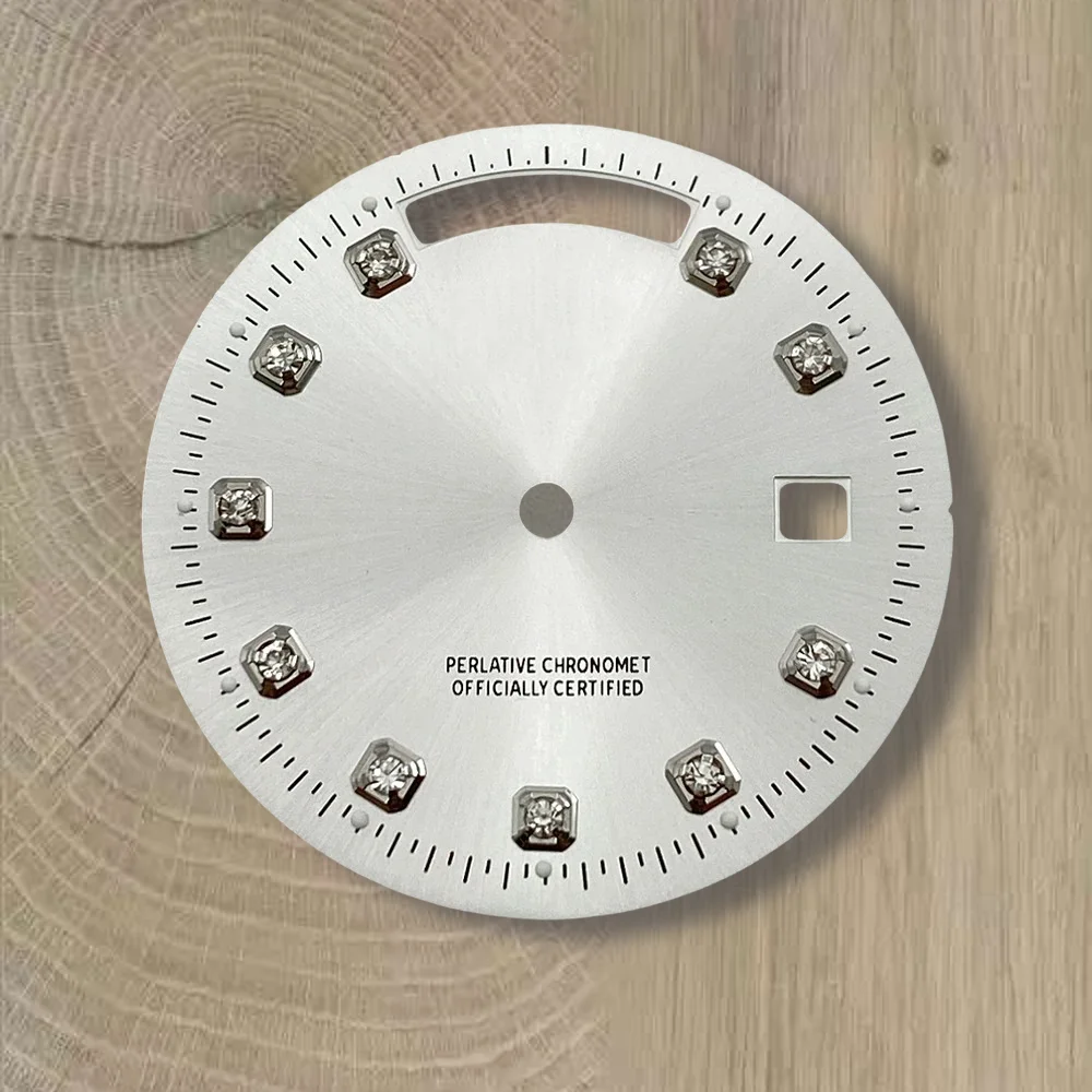 31mm S Logo Day And Date Diamonds Dial Fit 8285 Movement Sunray High-Quality Dial Watch Modification Accessories