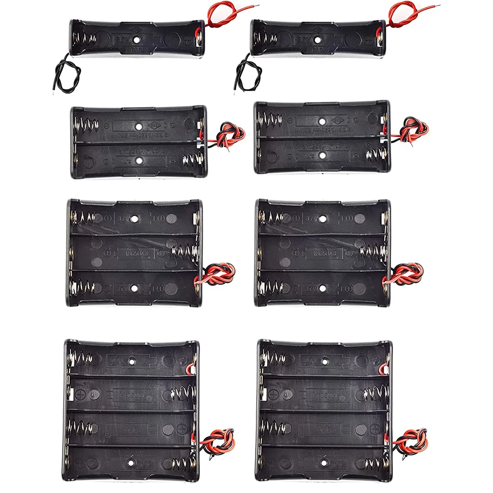 3 pezzi 18650 scatola portabatteria 1 slot custodia per batteria da 3,7 V contenore in plastica per celle 1/2/3/4 con collegare cavi neri rossi