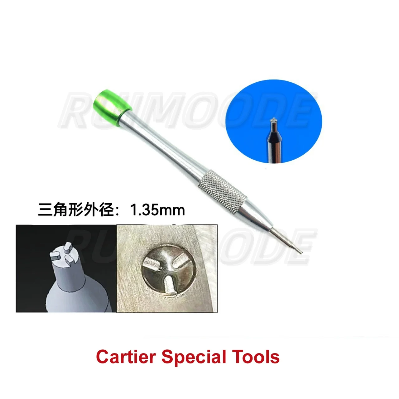 Watch Repair Tool: Cartier Case Back Screwdriver – Triangle Tip (1.35mm Outer Diameter)