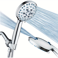 AquaCare High Pressure 8- Handheld Shower Head - Plastic Round Shape, Anti-Clog Nozzles, Power Wash, Built-in, 6 ft. Stainless S