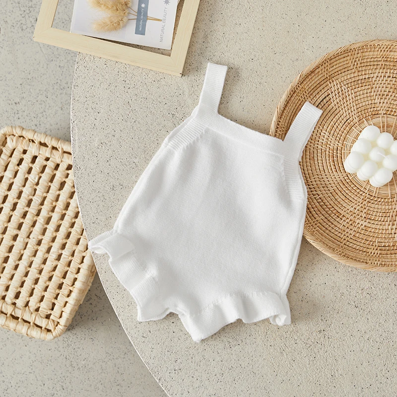 

Suefunskry Baby Girl Overalls, Sleeveless Bows Pattern Knit Romper Bodysuit Spring Fall Clothes for Casual Daily