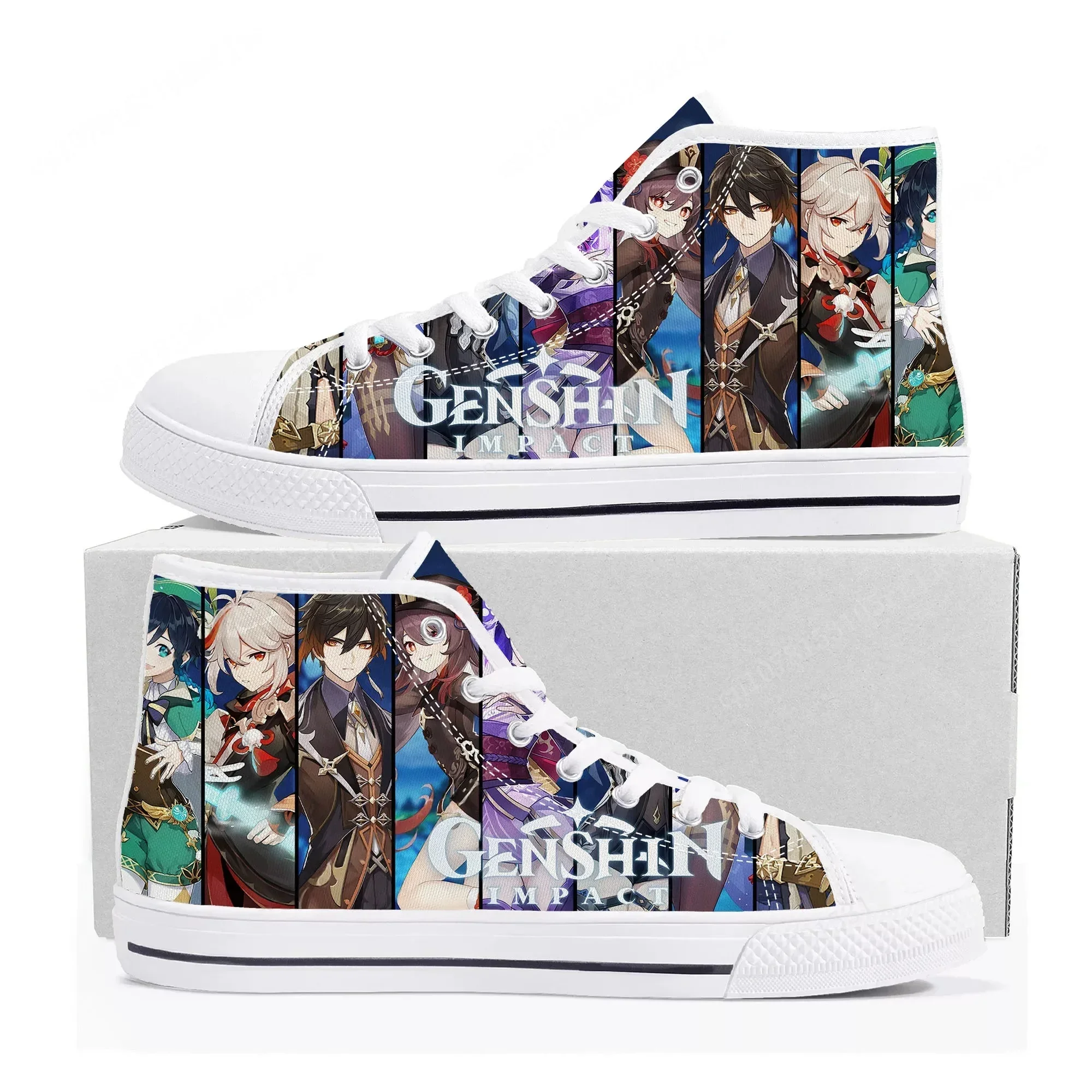 Anime Cartoon Game Genshin Impact High Top Sneakers Mens Womens Teenager High Quality Canvas Shoes Casual Tailor Made Sneaker
