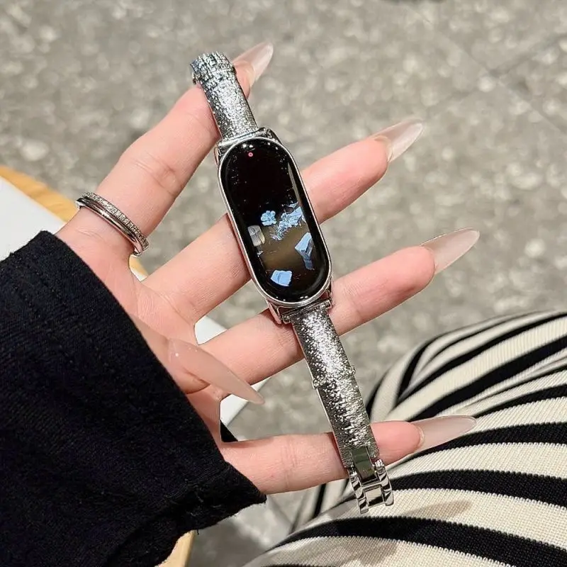 

Strap brushed bent piece bracelet style suitable Xiaomi Band 8Pro/9Pro，For Mi band 3/4/5/6/7，8/8NFC/9/9NFC/10/10NFC，For Redmi Wa