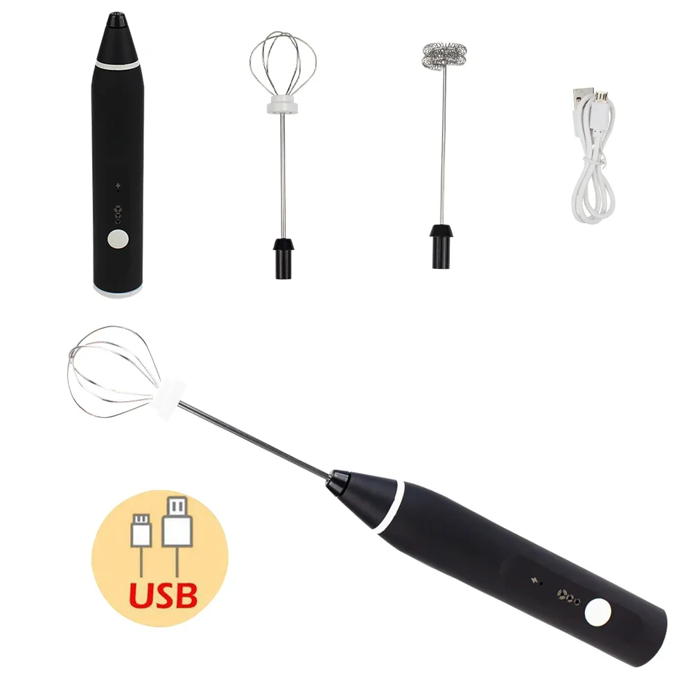 3-Speed USB Rechargeable Egg Beater Whisk Mixer Frother Blender Handheld Stirrer