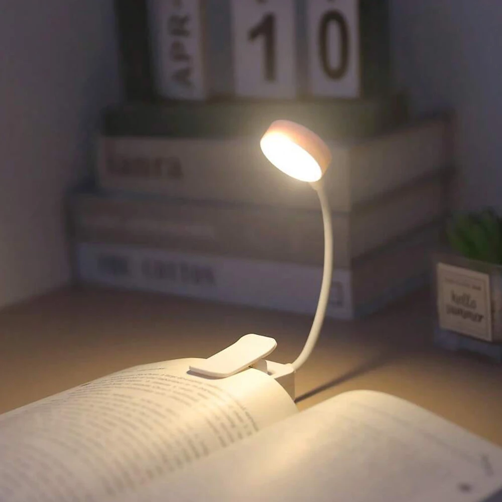 Runtowo LED Clip On Book Portable Reading Light Battery Powered 3 Color Eye Protection Stepless Dimmable Mini Desk Lamp_maomaolike.com