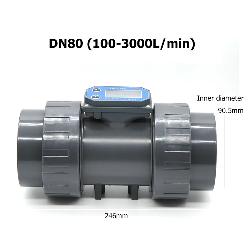 DN15-DN80 Digitale display-stroommeter Op batterijen werkende PVC-pijpleidingstroommeter met hoge precisie Waterstroomsensor voor landbouwirrigatie