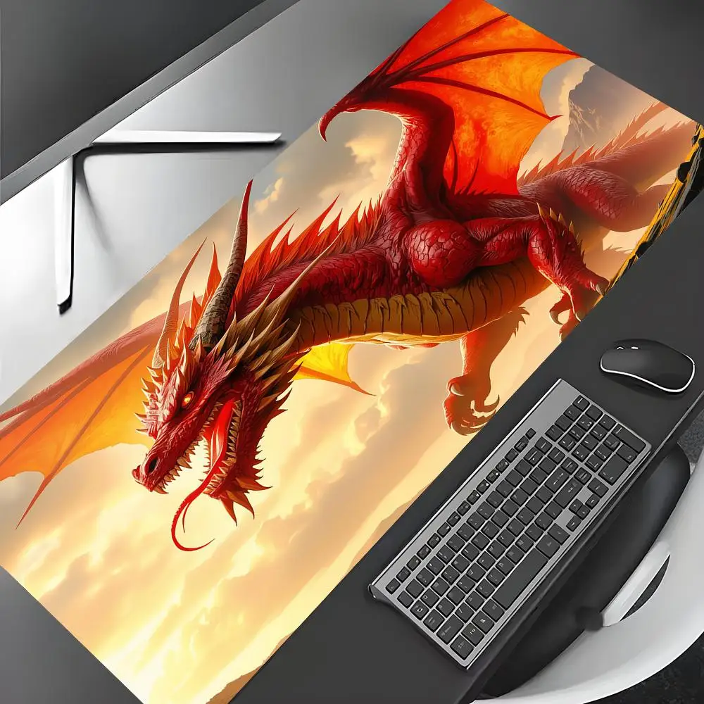 Red giant dragon playmat Mouse Pad rubber anti-slip base Desk Mat gamer pc accessories Gaming mat keypad expansion mousepad view 2
