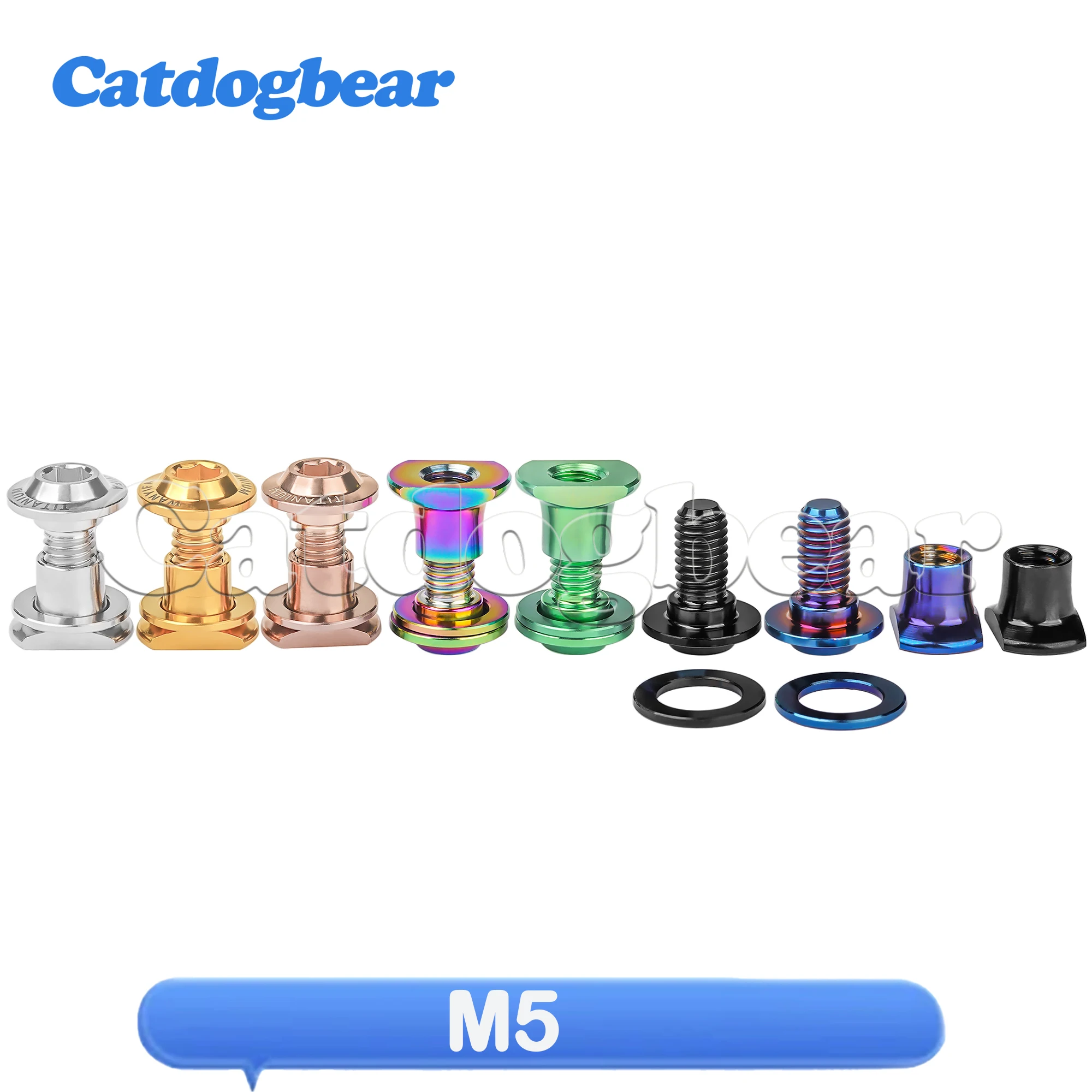 

Catdogbear Titanium Bolt M5 Ti Bolts C Caliper Brake Shoes Hex Screws Nut Washer For Bike Cycling Brake Pad bolts Parts