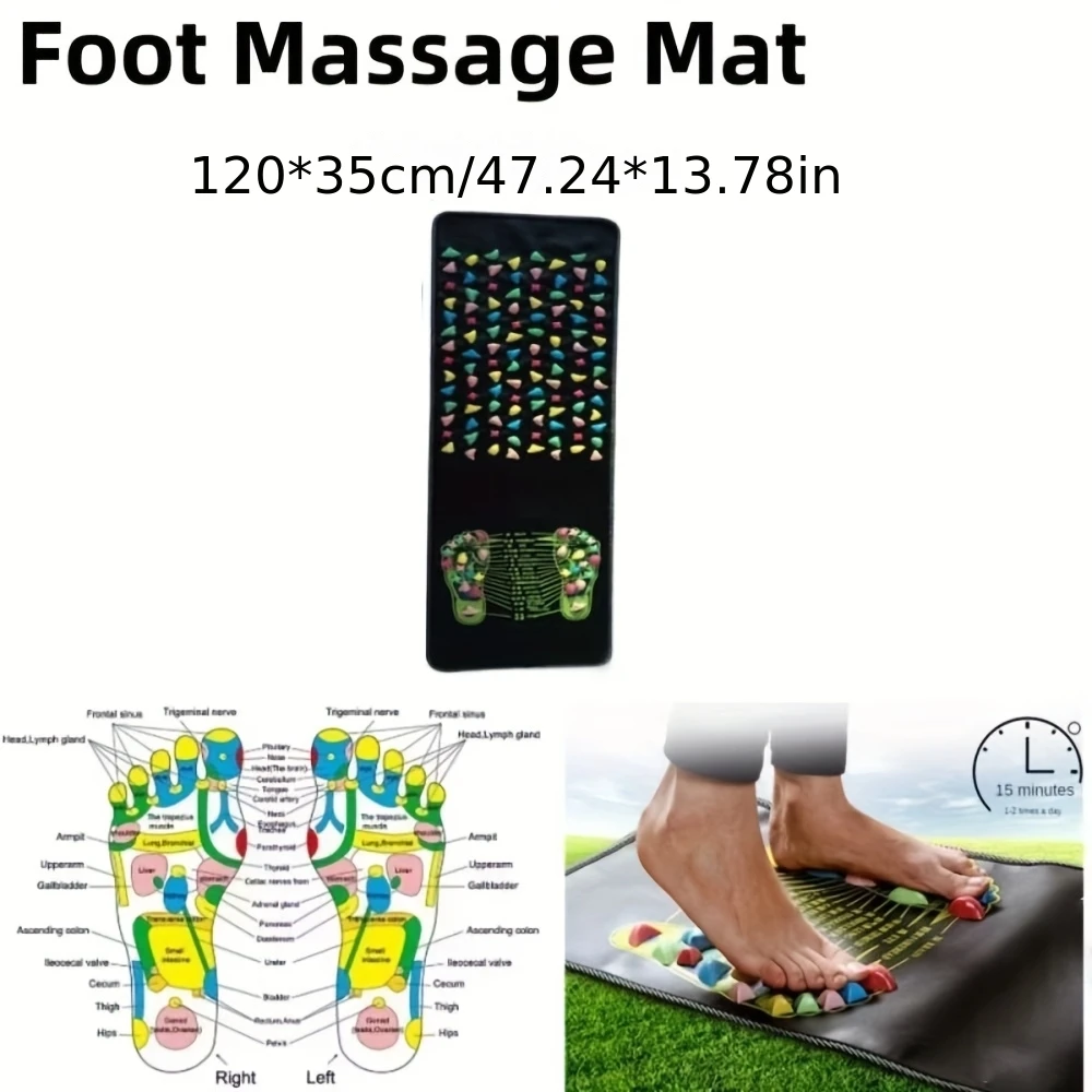 Grande tappetino da massaggio pieghevole per riflessologia con punti con codice colore - Tappetino per massaggio completo per tutto il corpo e i piedi, design con letto in pietra PP