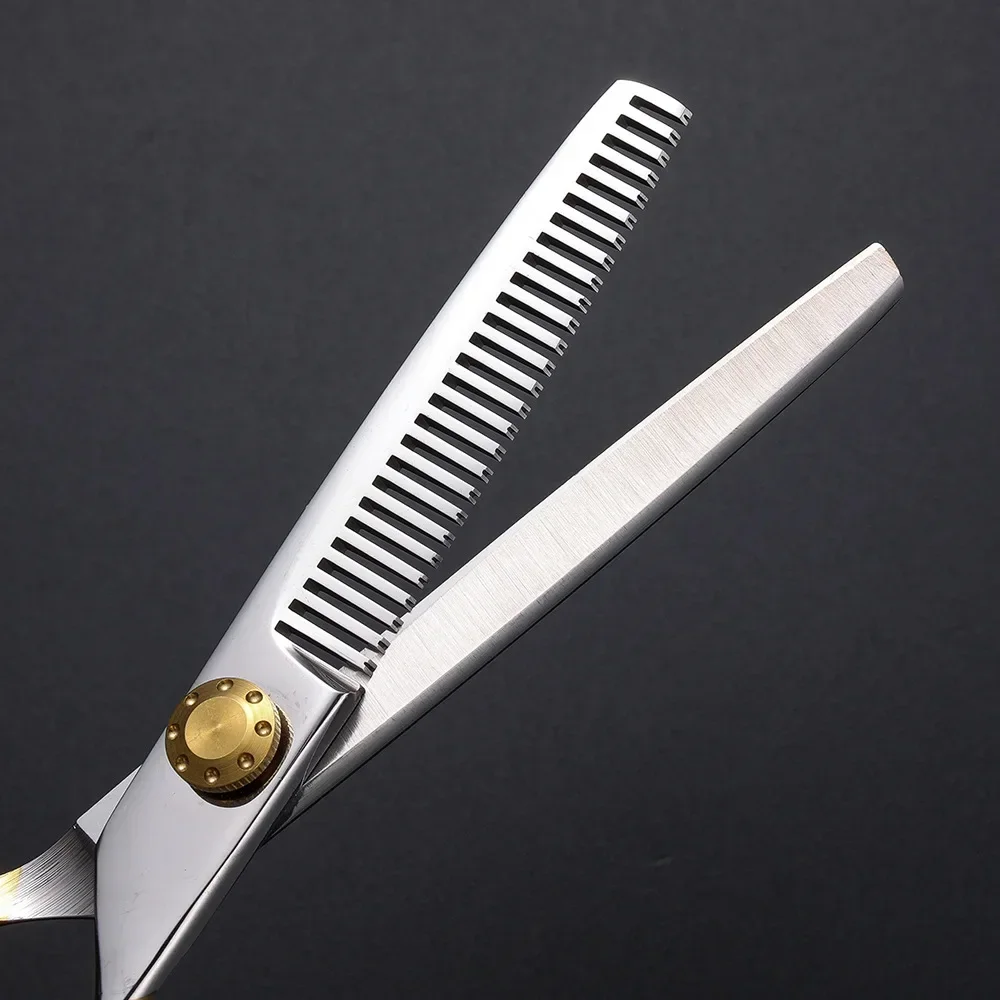 الفولاذ المقاوم للصدأ ألمانيا مقص الحلاقة 6.0 بوصة قابل للتعديل تصفيف الشعر قص الشعر مقصات تحفيف برو صالون تصفيف أداة #4