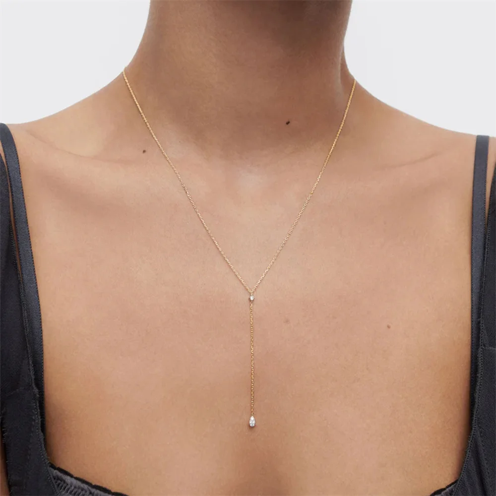 Aide 925 Sterling Silver Simple Zircon Choker Naszyjnik dla kobiet Moda Dwuwarstwowy Łańcuch Mały CZ Wisiorek Naszyjnik Klejnot Prezent — zdjęcie 7