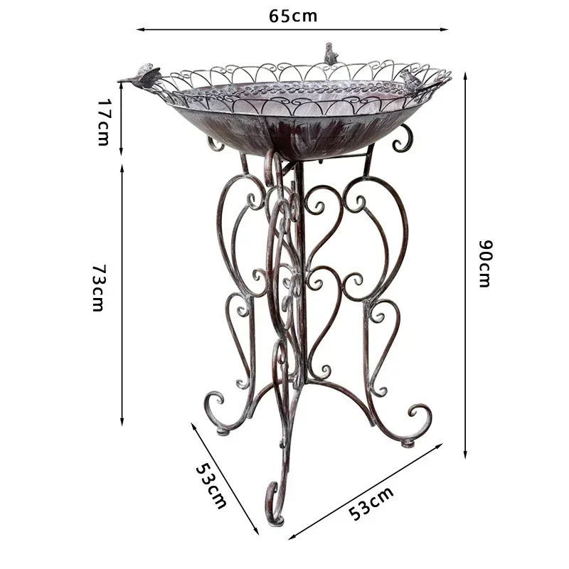 European retro wrought iron decorative bird feeding water bath tub garden decorative bird bath tub tripod bath tub