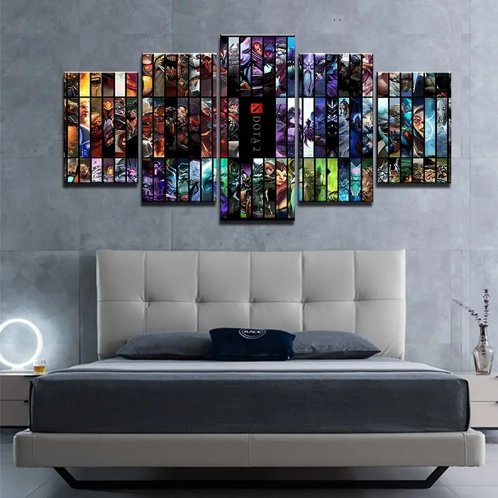 Video Game Dota 2 Character 5Pcs Wall Art Canvas HD Posters Painting for Living Room Bedroom Home Decor Pictures Decorations