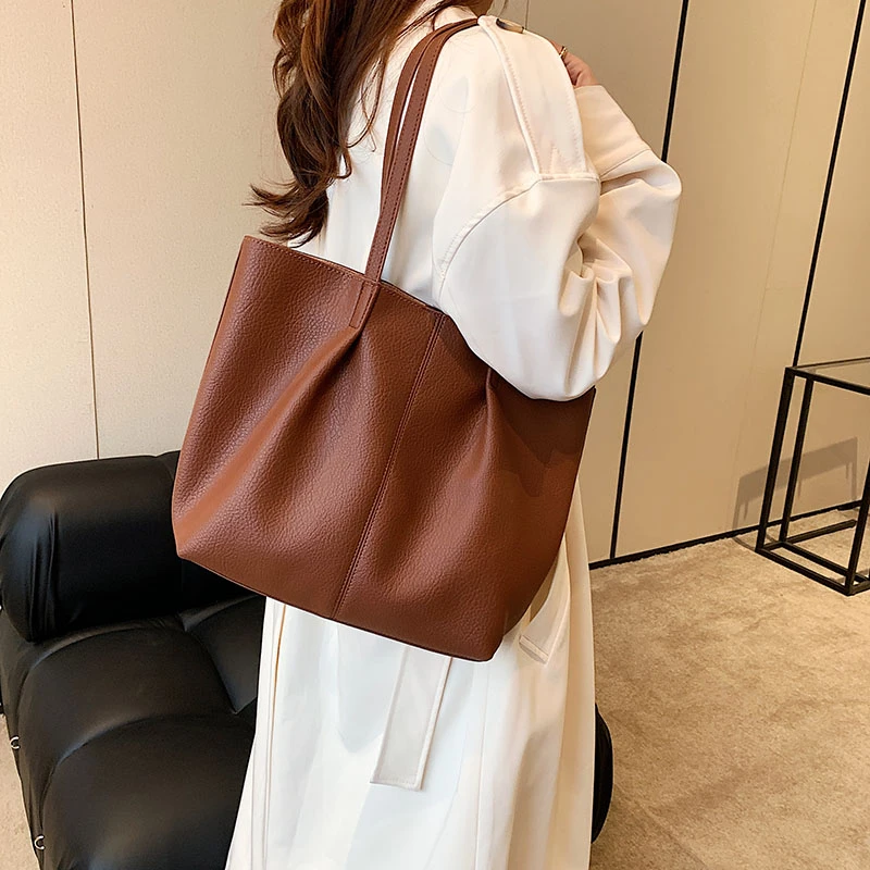 

2024 New Trend Fashion Message PU Leather Girls Women Shoulder Bags Big Size Capacity Multifunction Shopping Ladies Handbags