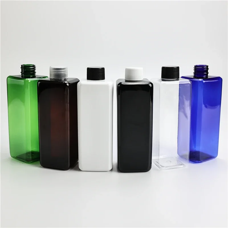 

Multicolor 300ML X 20 Personal Care essential Oil Square Plastic Bottle With Plastic Screw Cap Empty Cosmetic Packing Containers