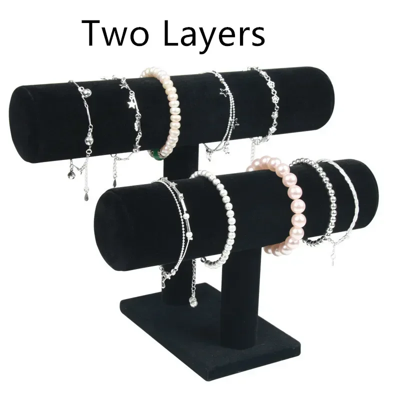 1Pcs คุณภาพสูง Vintage PU หนัง/กำมะหยี่สร้อยข้อมือนาฬิกาเครื่องประดับ T-Bar Rack Organizer Hard จอแสดงผล stand Holder